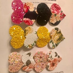 Heart flowers & sparkle glitter hair barrette Clip